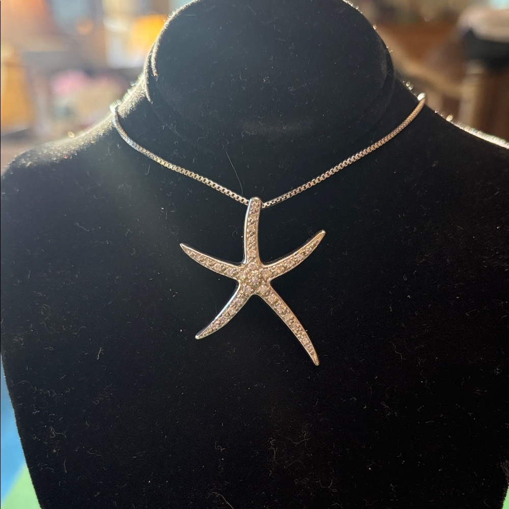 Elegant Silver Starfish Pendant Necklace